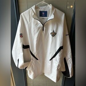 NFL Reebok Men’s Large White Embroidered Saints Pullover Windbreaker
